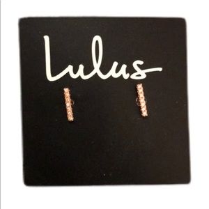 Lulus Rose Gold Rhinestone Line Studs_ NWT